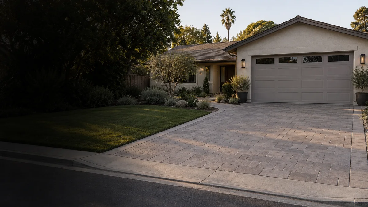 Illustrative Pavers & Hardscape concept, not a completed HOMEFRONT project.