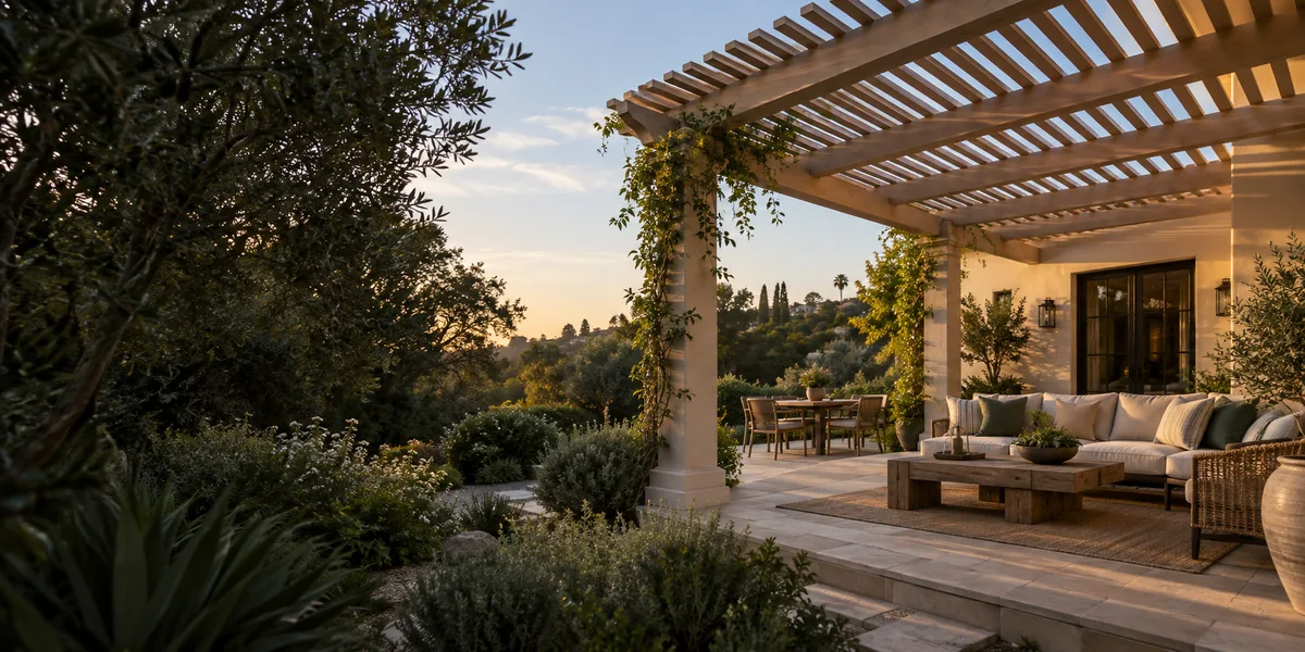 Illustrative Patio Covers & Outdoor Living concept, not a completed HOMEFRONT project.