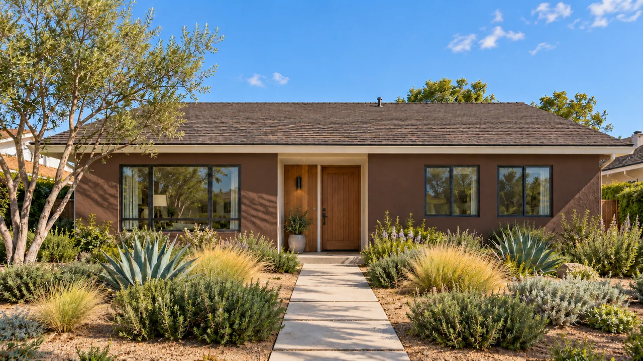 The same stucco Southern California home: Coffee + sand / Morning.