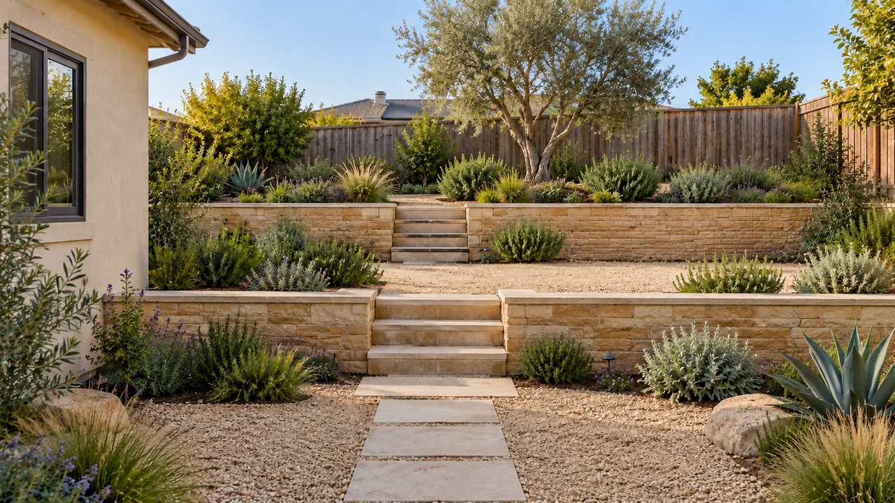 A Southern California sloped yard: Planting.